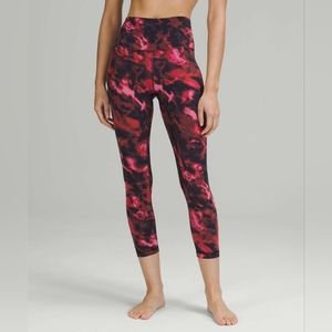 lululemon athletica Red & Pink Abstract High-Rise Capri Leggings